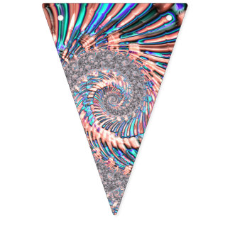 Bandeirinha Boho Rosa Pastel e Azul Espiral Abstrato Fractal