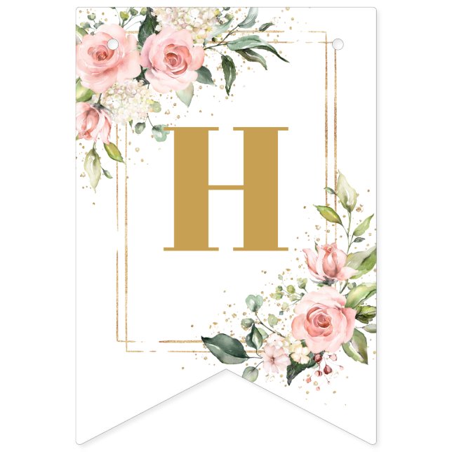 Bandeirinha Bolas de flores de eucalipto ouro 16º Aniversário (Primeira Bandeira)