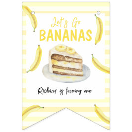 Bandeirinha Bolo de Banana em Aquarela Festa de Aniversário
