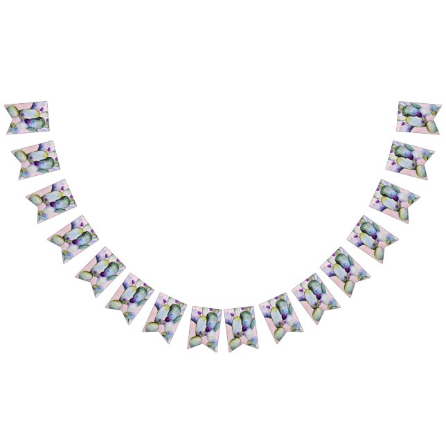 Bandeirinha Bonito Cactus Aquarela e Brilhantes Roxos (Todos)