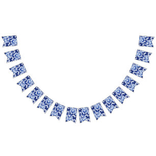 Bandeirinha Borboletas Aquarela Azul Indigo