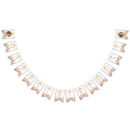 Bandeirinha Borboletas cor-de-rosa Foto Floral Feliz Aniversár