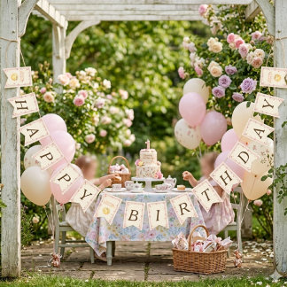 Bandeirinha Bow & Strawberry Sun Happy Birthday