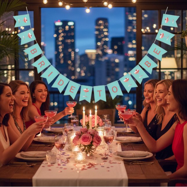 Bandeirinha Bride to Be Raspberry Cocktail Bunting Banner (Criador carregado)