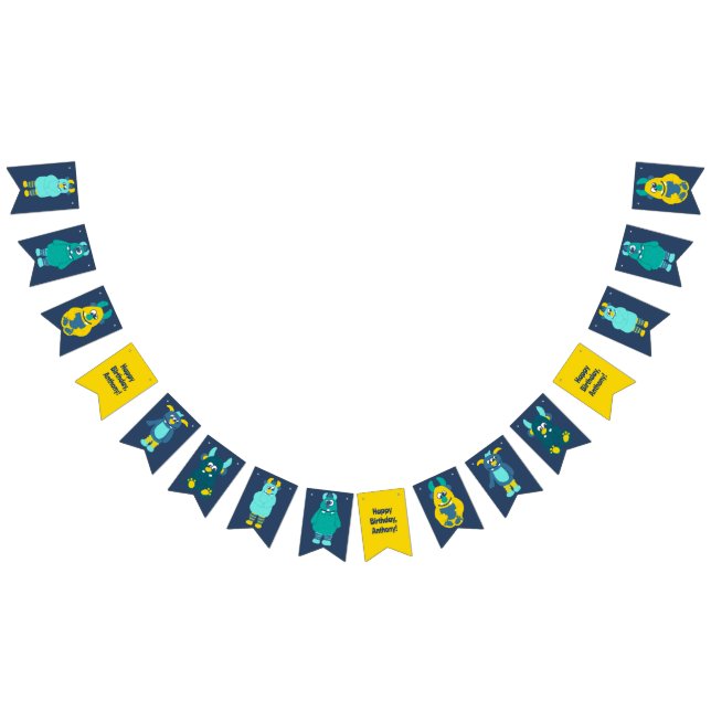 Bandeirinha Brincadeira, Monstros de Cartoon Boys Aniversário (Todos)