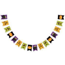 Bandeirinha Bruxa Negra Amarela Púrpura Verde do Halloween