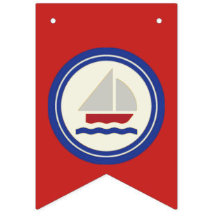 Bandeirinha Bunting Náutico Vermelho, Branco e Azul