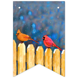 Bandeirinha Cardeais na Pintura da Cerca - Arte Original