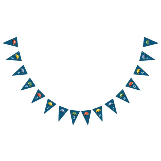 Bandeirinha Carros - Banner de aniversário personalizado (Todos)