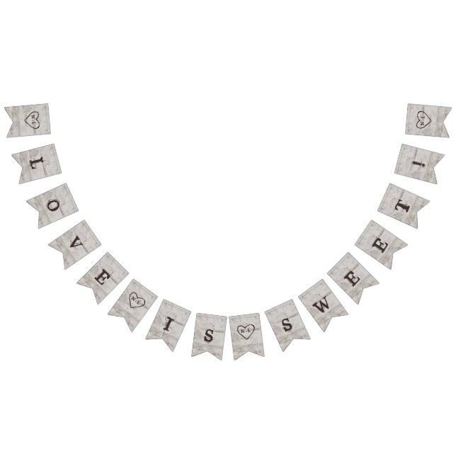 Bandeirinha Carved Sweethearts Rustic Love is Sweet Wedes (Todos)