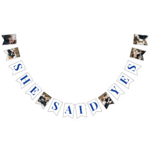 Bandeirinha Casal Foto Real Chá de panela Azul