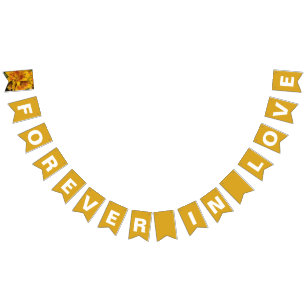 Bandeirinha Casamento Amarelo Dourado Para Sempre no Amor