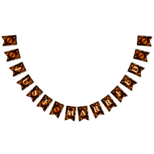 Bandeirinha Casamento Clássico Boho Moderno Elegante Dourado #