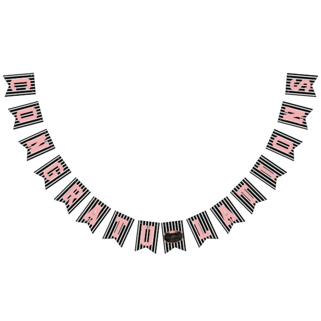 Bandeirinha Casamento cor-de-rosa branco preto de Congrats do (Todos)