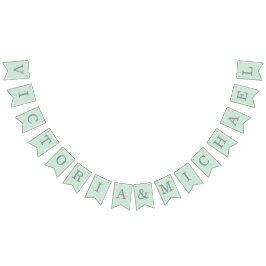 Bandeirinha Casamento de Casa de Mint Simples Cinza Verde Nome