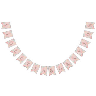 Bandeirinha Casamento de Pastel Rosa Rosa Moderno