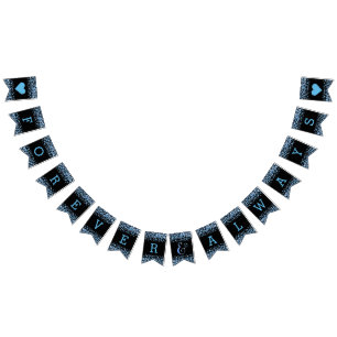 Bandeirinha Casamento de Pontos de Confetti Azul Aquarela para