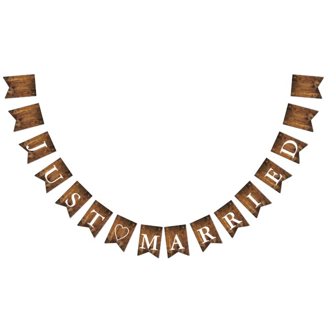Bandeirinha Casamento de Recem casados de madeira de Faux Rust (Todos)