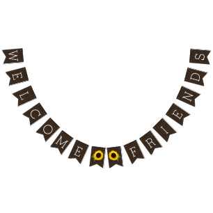 Bandeirinha Casamento de Sunflower Rustic Country Barn Bem-vin