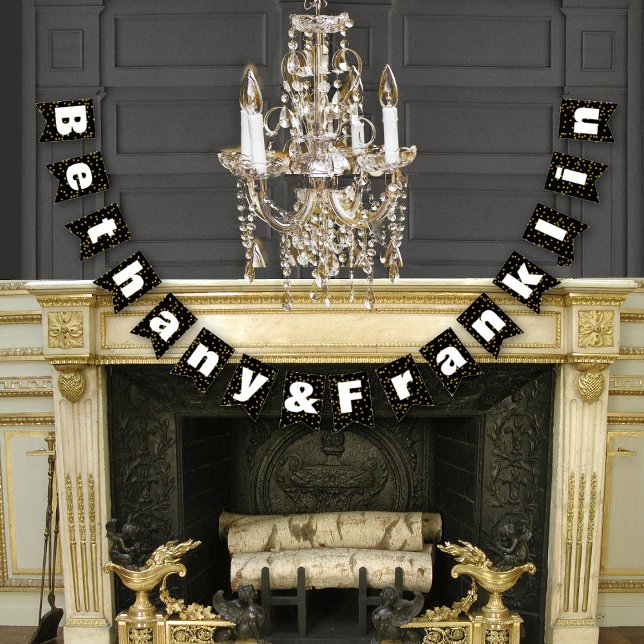 Bandeirinha Casamento Dourado Aleatório de Patten Negro e Bran (Criador carregado)