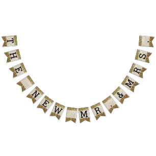 Bandeirinha Casamento Dourado Elegante Impresso