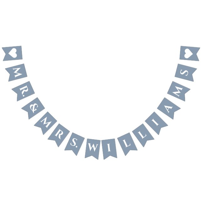 Bandeirinha Casamento Dusty Blue Sr. & Sra. 8 Letras Nome Simp (Todos)