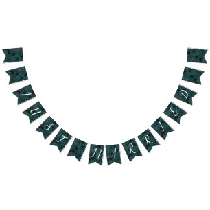 Bandeirinha Casamento Elegante Rosa Gótico de Teal Negro