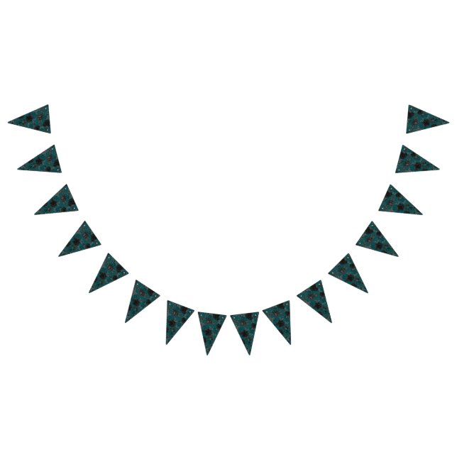 Bandeirinha Casamento Elegante Rosa Gótico de Teal Negro (Todos)