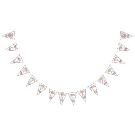 Bandeirinha Casamento Floral de Rosa Água Doce para Sempre