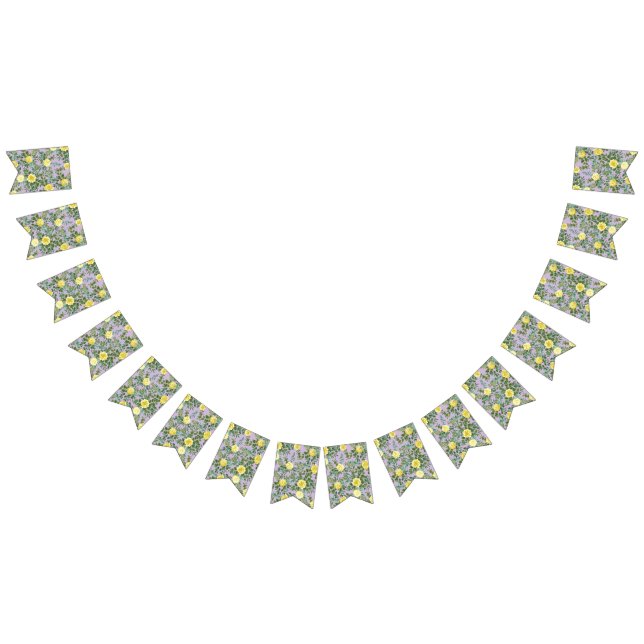 Bandeirinha Casamento Floral Rosa Púrpura Amarelo-Lilac (Todos)