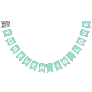 Bandeirinha Casamento Forever in Love Seafoam