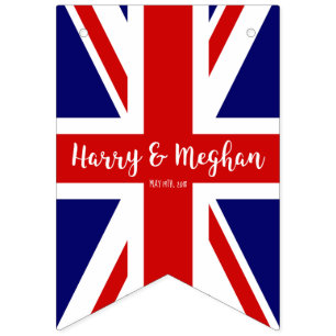 Bandeirinha Casamento real personalizado de Union Jack  