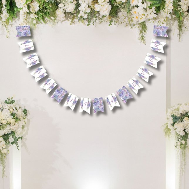 Bandeirinha Casamento Romântico com Hortênsias Azuis Desbotada (Criador carregado)