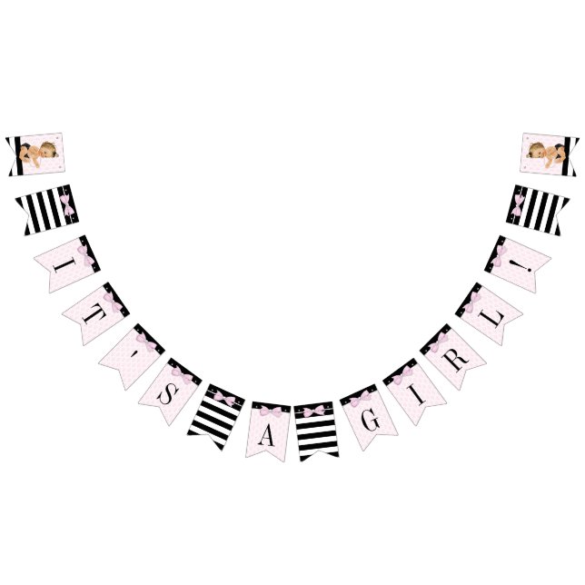 Bandeirinha Chá de Bebê Menina Rosa Preto (Todos)