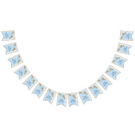 Bandeirinha Chá de fraldas Azul/Tartaruga Bebê, Faixa de Swall