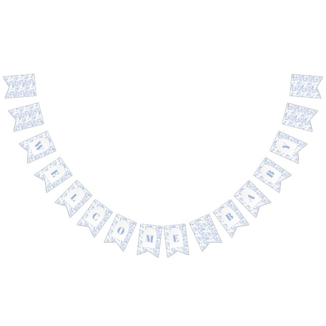 Bandeirinha Chá de fraldas Blue Chinoiserie Toile de Jouy (Todos)