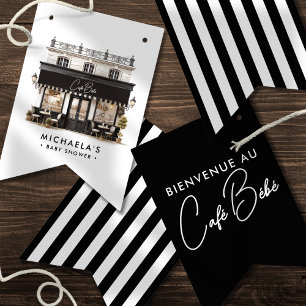 Bandeirinha Chá de fraldas Café Bébé Black & White Paris
