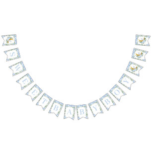 Bandeirinha Chá de fraldas de Elefante Crescente Azul-Lua