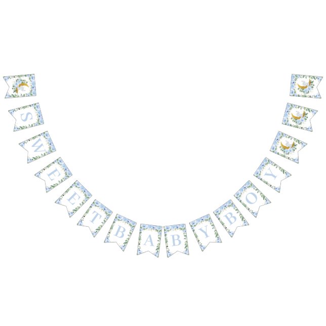 Bandeirinha Chá de fraldas de Elefante Crescente Azul-Lua (Todos)