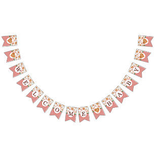 Bandeirinha Chá de fraldas de Pizza Bebê Bem-Vindo