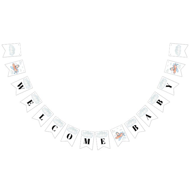 Bandeirinha Chá de fraldas Pinguim de Avião Bem-vindo (Todos)