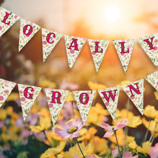 Bandeirinha Chá de fraldas Rosa Padrão Floral Cultivado Localm