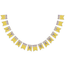 Bandeirinha Chá de fraldas rosa "Pés do Bebê", faixa de Swallo