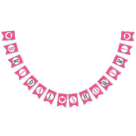 Bandeirinha Chá de panela cor-de-rosa e branco dos corações