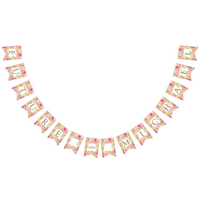 Bandeirinha Chic Boho Floral Future Sra. Chá de panela (Todos)