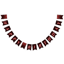 Bandeirinha Chic Confetes Preto e Vermelho Feliz Aniversário