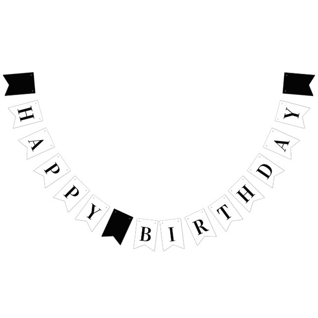 Bandeirinha Chic Preto e Branco Feliz Aniversário (Todos)