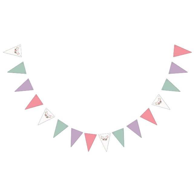 Bandeirinha Chifre de Veado com Rosas e Guirlanda de Festa Dec (Todos)