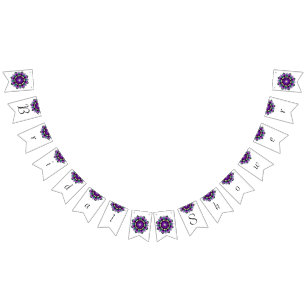 Bandeirinha Chuva de presentes de noiva. Mandala em roxo