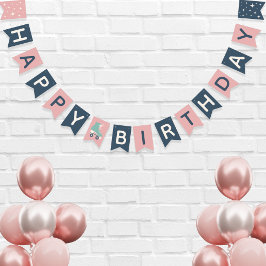 Bandeirinha Cilindro Retro Festa de aniversário Rosa de Rastre